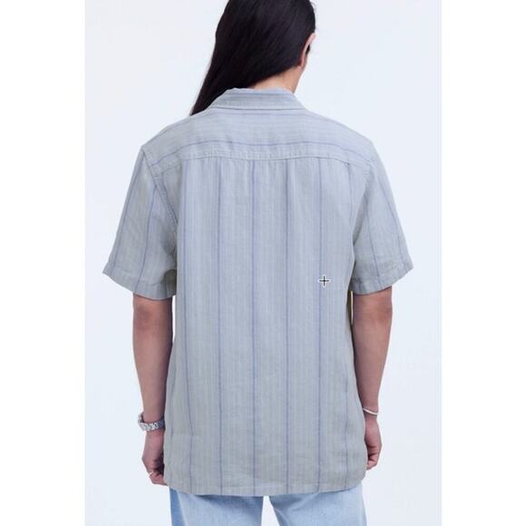 Madewell Easy  Shirt  Linen Short Sleeve Dusty Pool NWT S - Picture 2 of 9